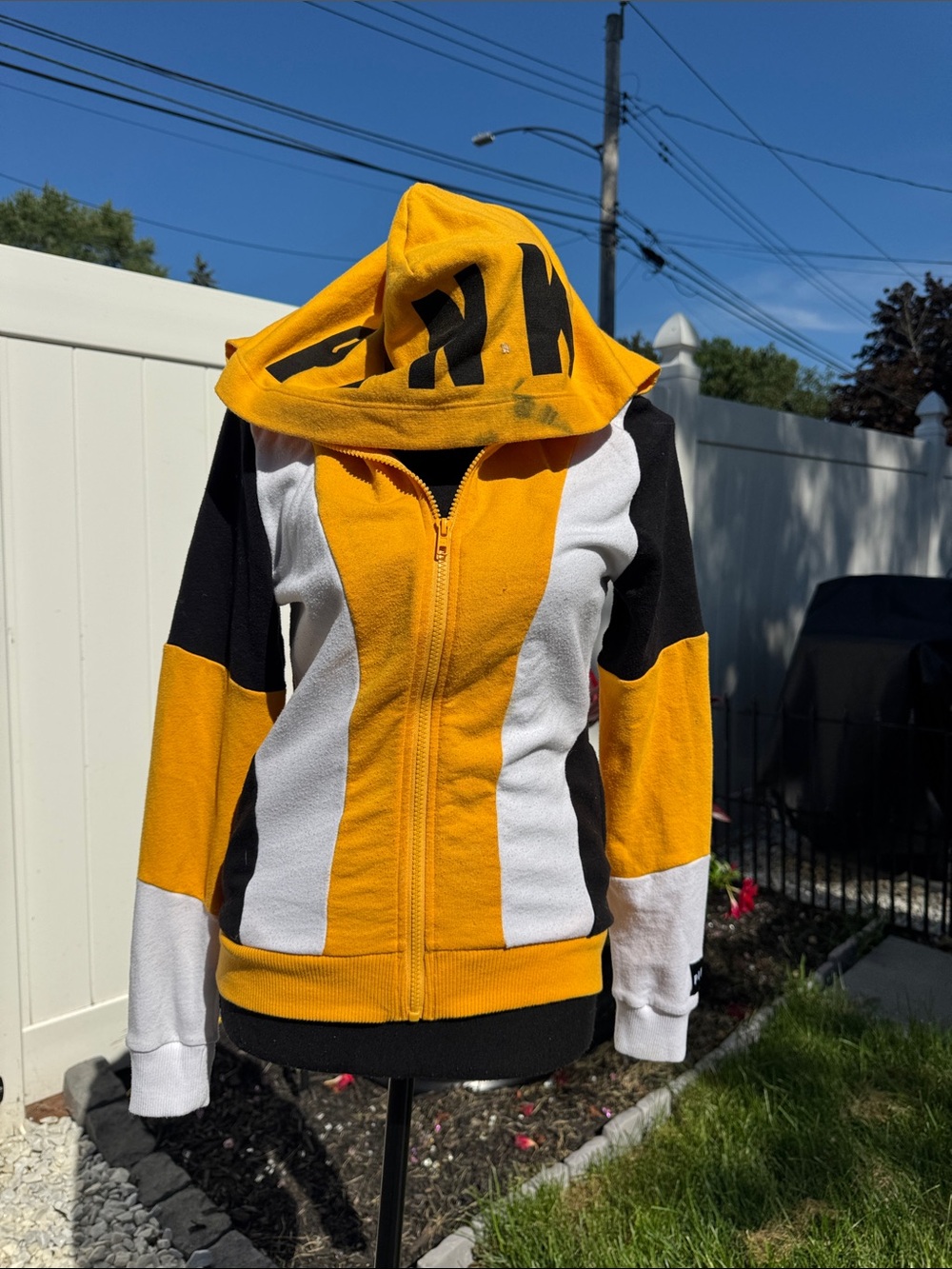 Victoria's Secret PINK Yellow Black White Colorblock Zip Hoodie xs
